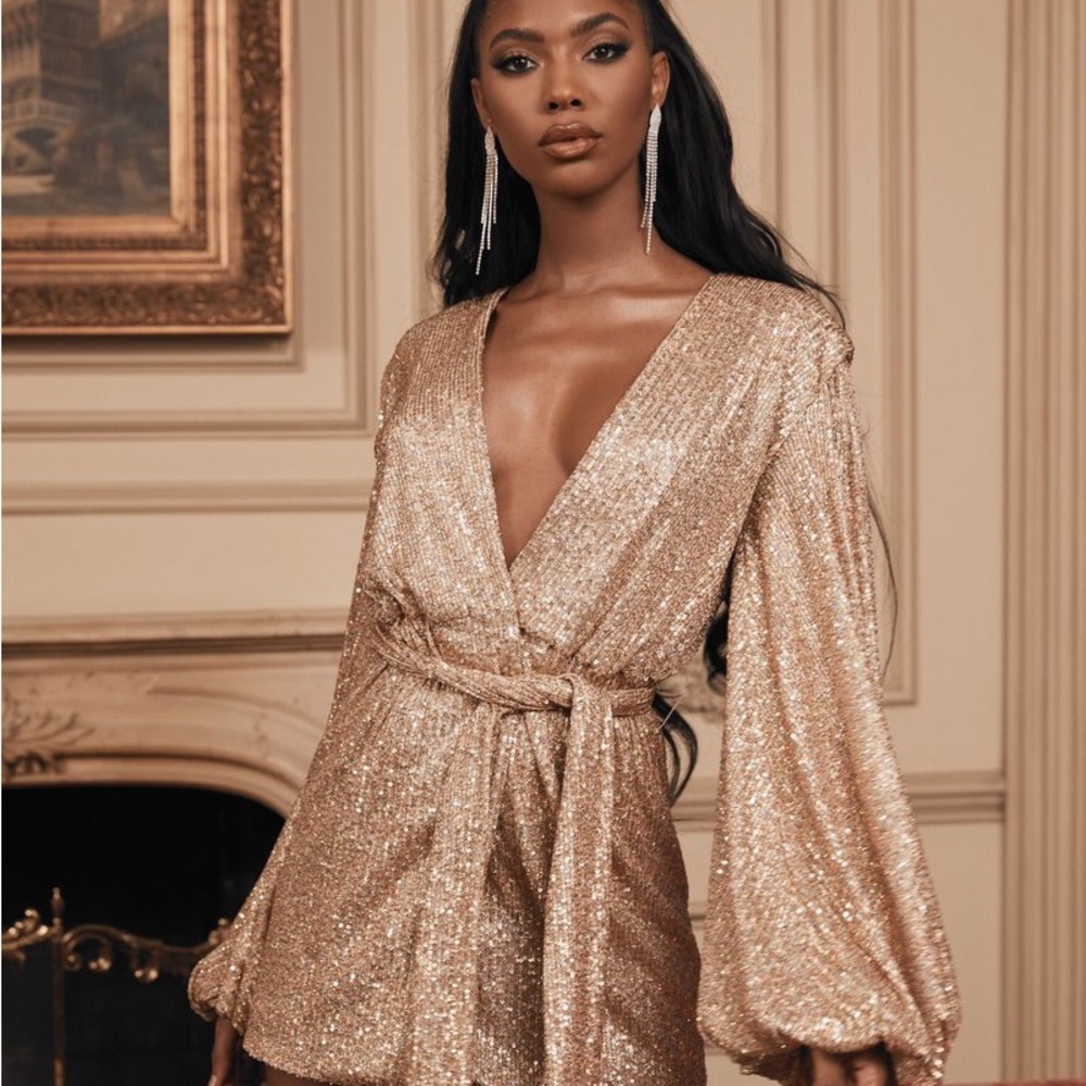 House of CB Verina Gold Sequin Dress